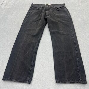 Levis 505 Jeans Mens 38x32 Black Denim Mid Rise Dad Jean Thick Pockets Grunge